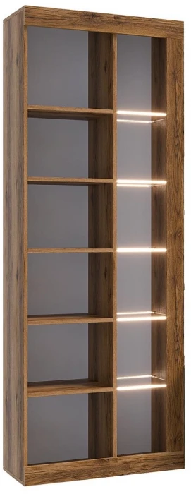 Прага Шкаф-Витрина ЛДСП Дуб Делано/Белый глянец