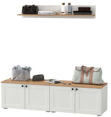 Остин Прихожая 64, цвет белый шагрень/дуб крафт золотой, ШхГхВ 160х41,9х160 см.