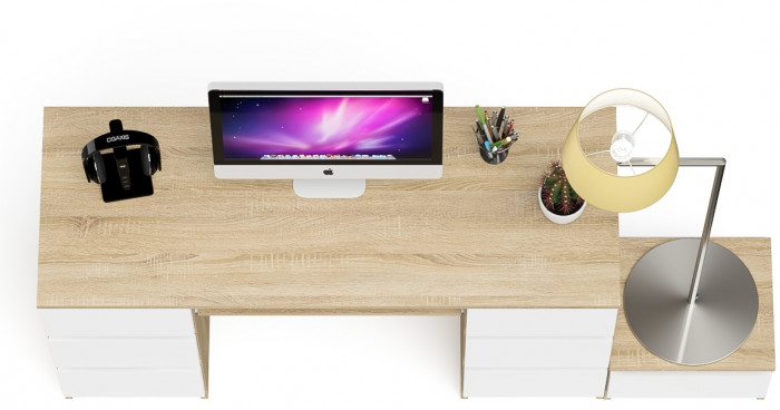 Мори Стол компьютерный МС-2 + Тумба ТМП400.1, цвет дуб сонома/белый, ШхГхВ 175,8х50х76,6 см., универсальная сборка