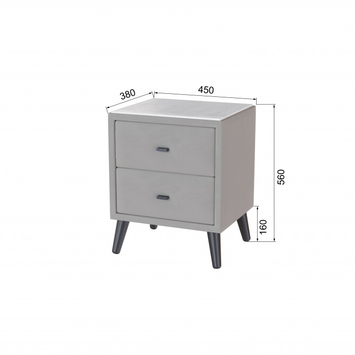 Тумба прикроватная интерьерная Пай светло-серый/мдф холст белый