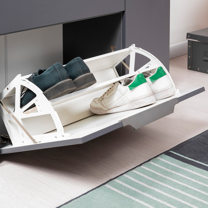 Октава Прихожая 42, цвет серый графит/дуб крафт золотой/фасады МДФ серый графит, ШхГхВ 97,1х35,4х197,6 см., универсальная сборка