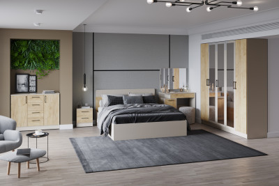 Спальня Вегас, композиция 3, Кашемир/Дуб крафт золотой