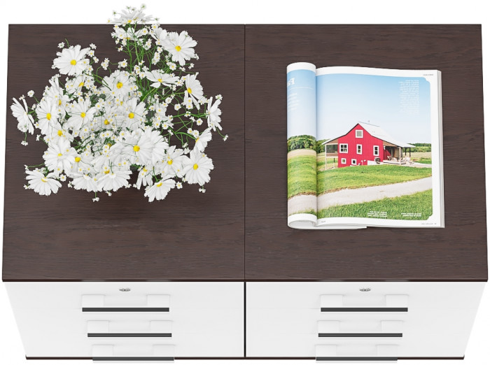 Две тумбы выкатных С-МД-3-02, цвет венге/белый шагрень, ШхГхВ 80х45х59 см.