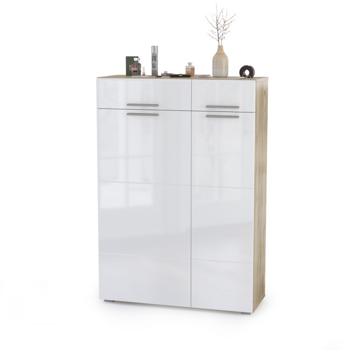 Лайн Прихожая № 05, цвет дуб крафт серый/фасады МДФ белый глянец, ШхГхВ 179,8х35,1х210 см., НЕ универсальная сборка