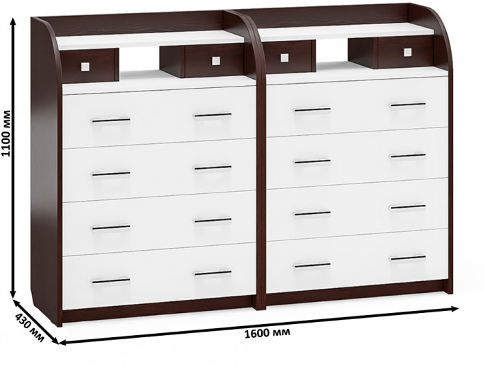 Два комода С-МД-К6 (Шесть), венге/белый шагрень