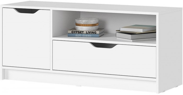 РУНА ТВ 01 Тумба под ТВ Фасад БЕЛЫЙ/Корпус БЕЛЫЙ