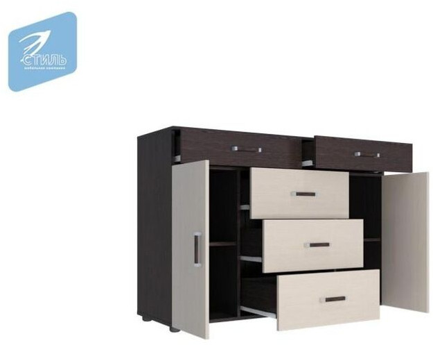 Вега К-03 Комод 5 ящиков+2 створки венге/дуб молочный