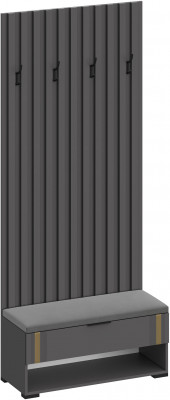 Эмэ Вешалка-Прихожая с тумбой В-3907, Графит/Графит, Золото