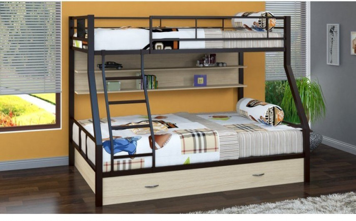 Двухъярусная кровать Гранада-1ПЯ, коричневая / Дуб (Венге, Коричневый)