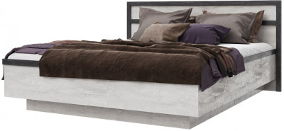 Кровать двуспальная 160х200 "Тиффани" с щитовым основанием - Бетон пайн светлый/Дуб шале графит