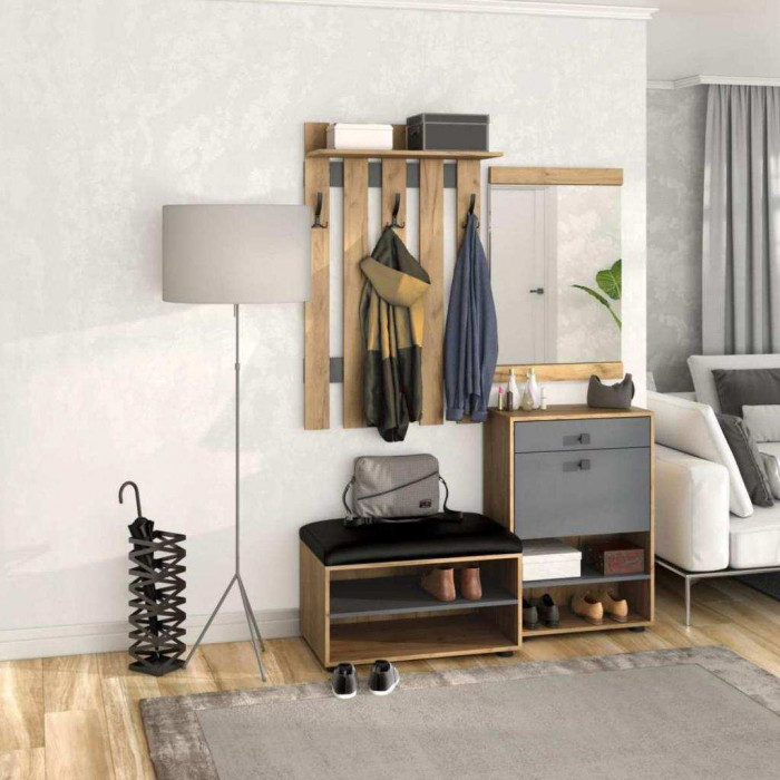 Прихожая мини-лайт компл. 5 дуб крафт/графит