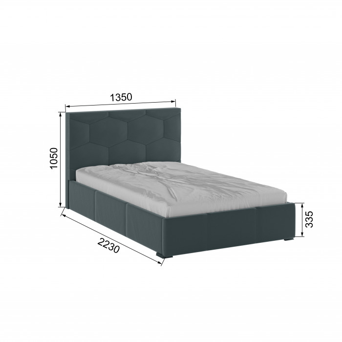 Манука Кровать интерьерная 120 серый, ПМ