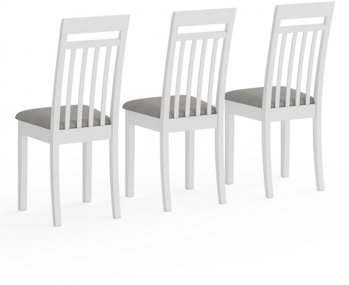 Три стула Мебель--24 Гольф-11 разборных, цвет белый, обивка ткань велюр серый 63, ШхГхВ 40х40х100 см., от пола до верха сиденья 47 см.