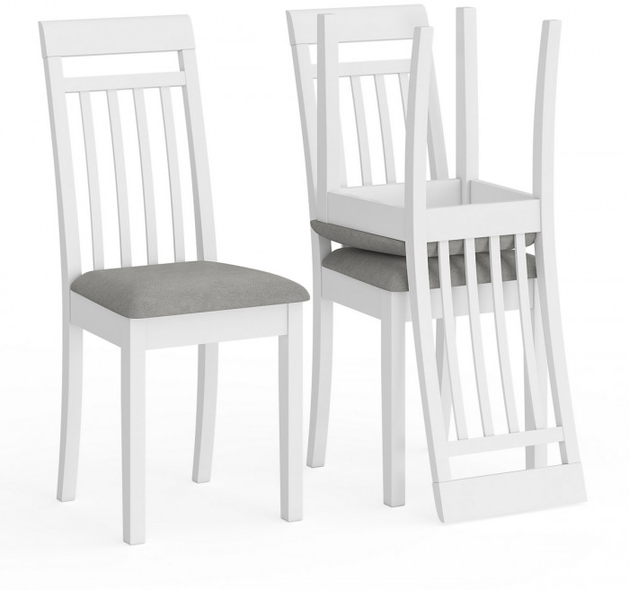 Три стула Мебель--24 Гольф-11 разборных, цвет белый, обивка ткань велюр серый 63, ШхГхВ 40х40х100 см., от пола до верха сиденья 47 см.