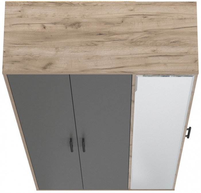 Прихожая 2-3421дкт/граф Домино-мини, цвет дуб крафт табачный/графит, ШхГхВ 88х36х202 см., универсальная сборка