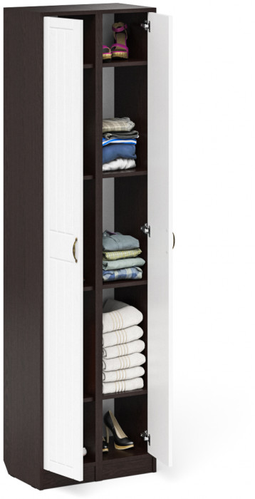 Прихожая П-6 Пенал + Пенал, цвет венге/фасады МДФ белое дерево фрезеровка прованс, ШхГхВ 60х35х210 см., универсальная сборка