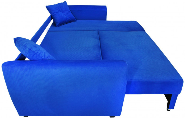 Диван-кровать угловой Амстердам Люкс, 150х200, еврокнижка, независимый пружинный блок, велюр, синий