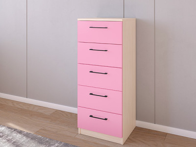 Комод 02/16 45х40х110 Дуб молочный/Розовый