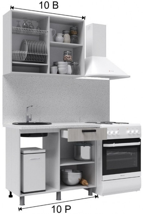 Кухонный гарнитур Танго 1,0м Белый/Дуб шале светлый