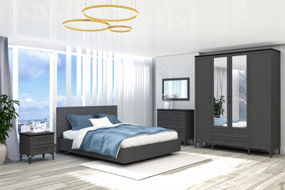 Модульная Спальня Шарм, набор 10, Антрацит/Ткань