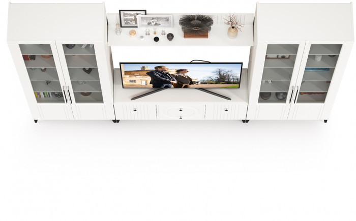 Валенсия Гостиная № 074, ЛДСП белый шагрень/МДФ белый шагрень