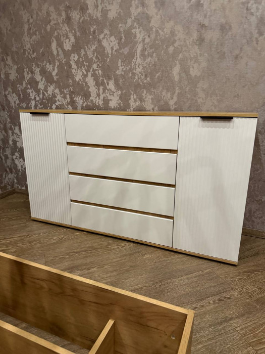 Марвэл Комод 2 двери 4 ящика (1600), Графит/Браш графит