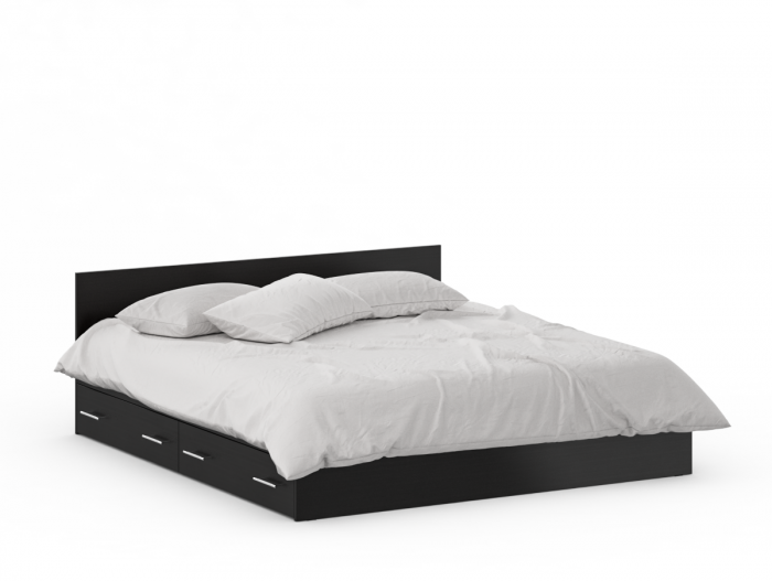 Стандарт Кровать с ящиками 1800, цвет венге, ШхГхВ 183,5х203,5х70 см., сп.м. 1800х2000 мм., без матраса, основание есть