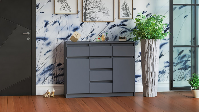 Мори Комод МК1200.4, цвет графит, ШхГхВ 120,4х41х94 см.
