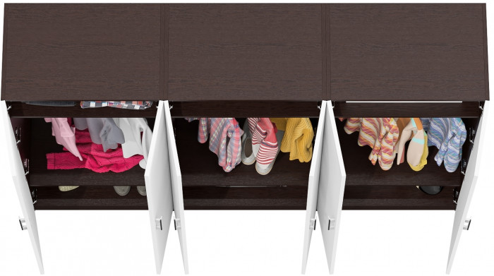 Три Шкафа С-МД-СК9Ш к компьютерному столу С-МД-СК9, венге/белый шагрень