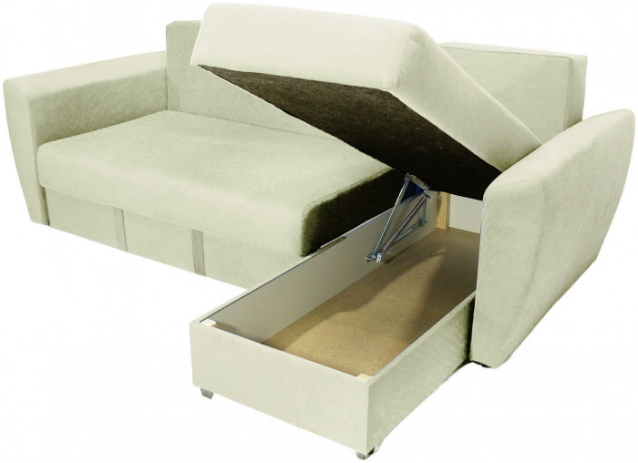 Диван-кровать угловой Амстердам Люкс, 150х200, еврокнижка, независимый пружинный блок, велюр, бежевый