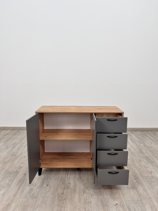 Комод Катрин-12 дуб крафт золотой/графит серый