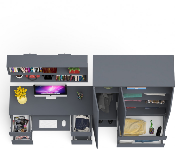 Мори компьютерный стол МС-2 + Шкаф МШ1200.1 + Полка 1200, графит