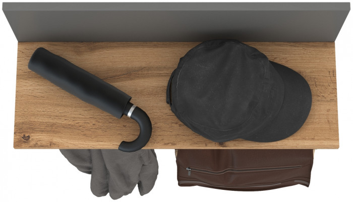 Октава 15.14.01 Вешалка, серый графит/дуб крафт золотой