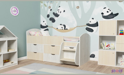 Кровать-чердак Малыш 7 (Винтерберг/Дуб молочный)