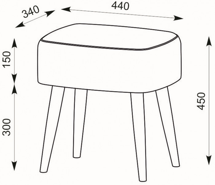 Банкетка 6-5135ТКШбеж Полли, цвет ткань бежевая, ШхГхВ 44х34х45 см.(прямоугольная банкетка на четырёх ножках), цвет ножек: тик
