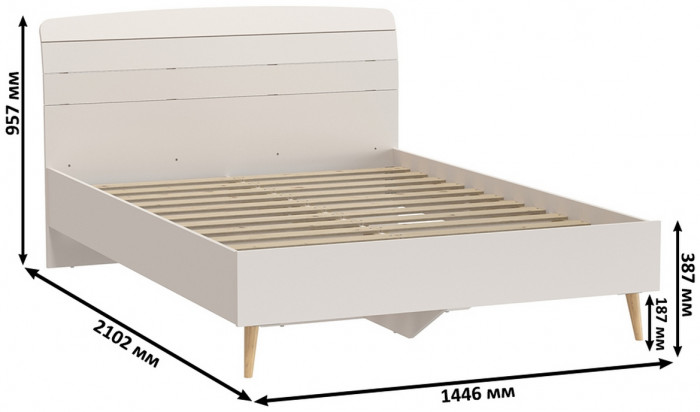 Афина Спальня 04-1400, цвет кашемир серый, сп.м. 1400х2000 мм., б/м, основание есть - фанера