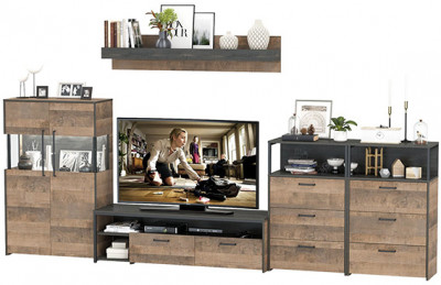 Трувор Гостиная 109, дуб гранж песочный/интра