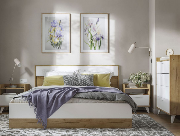 ИРИС ТБ-01 Тумба прикроватная (485х530х425) дуб крафт золото/белый