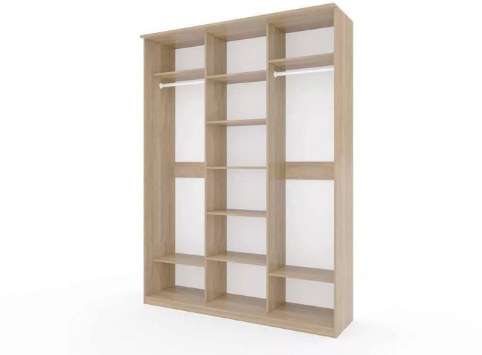 Шкаф купе Модерн 1776х600 3-х дверный 3-х секционный зеркальный с пескоструем №1 ясень