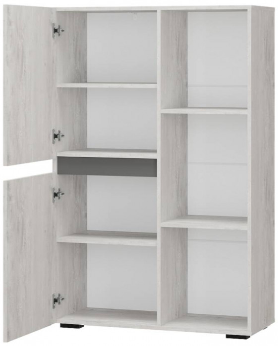 Шкаф-стеллаж Мрия ШК-16, Бетон пайн светлый, Графит