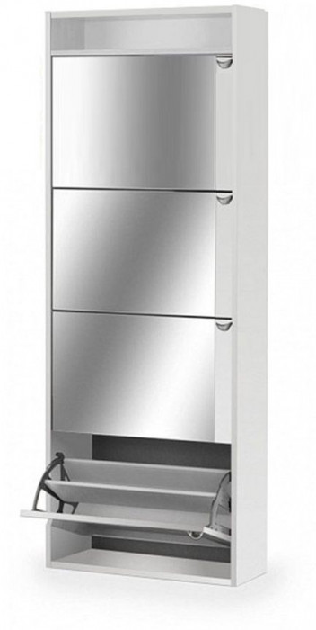 Обувница Комфорт К-4s с зеркалом Белый