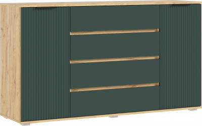 Марвэл Комод 2 двери 4 ящика (1600), Дуб крафт/Браш мени грин