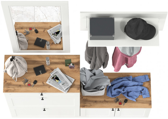 Остин Прихожая 44, белый шагрень/дуб крафт золотой