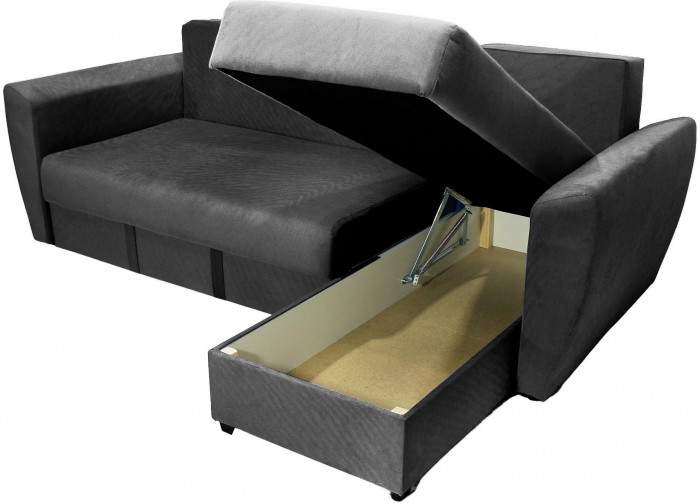 СПБ Диван УГЛОВОЙ Амстердам велюр черный 160