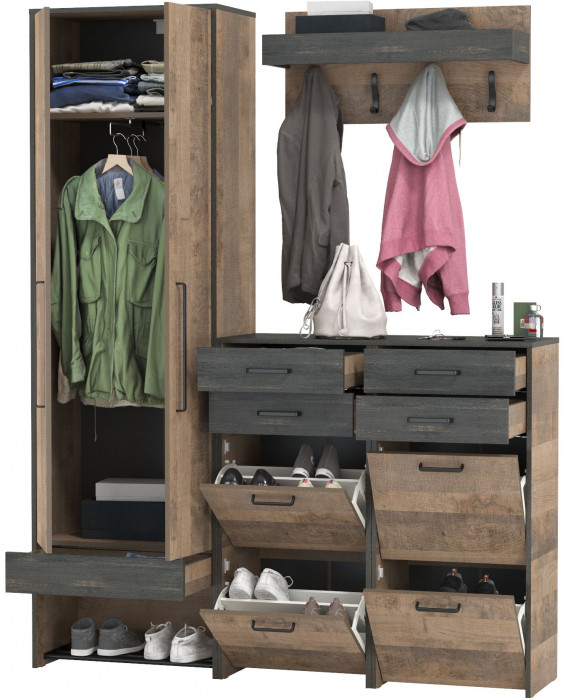 Трувор Прихожая 206, дуб гранж песочный/интра