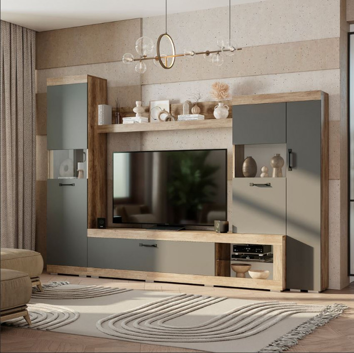 Гостиная "Тесла" Дуб каньон/графит