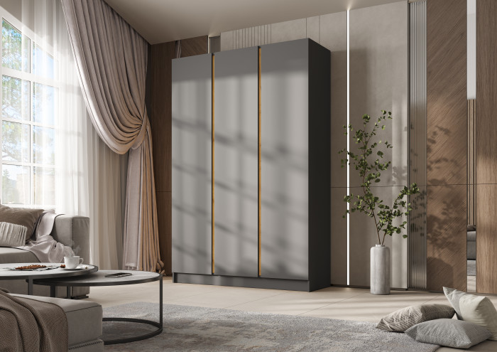 Келвин Шкаф 3-х створчатый 1500, Графит, Графит