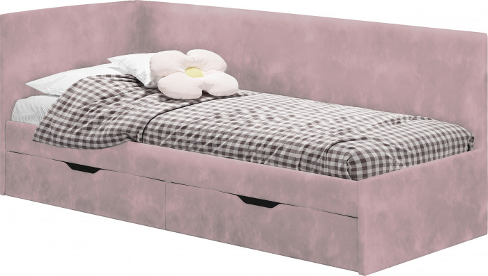 Кровать односпальная "Лео" КР-49 Белый/Шарли пинк/ЛДСП настил