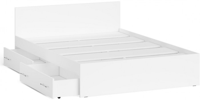 Мори Кровать с ящиками 1400, цвет белый, ШхГхВ 143,5х203,5х70 см., сп.м. 1400х2000 мм., без матраса, основание есть