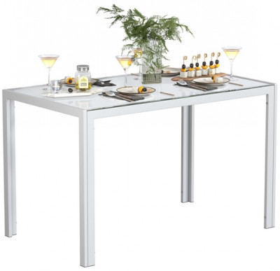 Обеденный стол Мебель--24 DT-1481, цвет белый, ШхГхВ 120х70х75 см., столешница закалённое стекло 6 мм., максимальная нагрузка 80 кг.